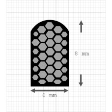 Half round sponge rubber extrusion  | EPDM | black | 6 x 8 mm | per meter